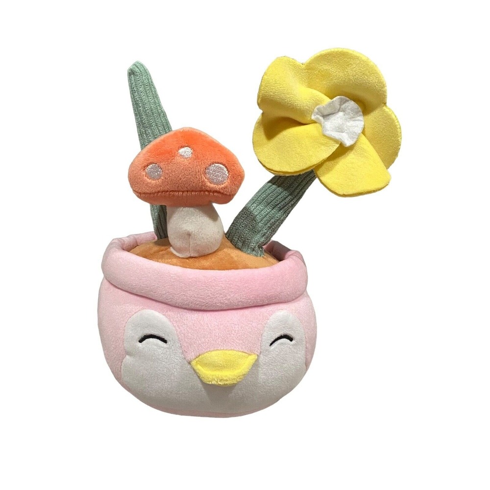 Miniso Pink Penguin Flower Pot Plush PenPen Mushroom Yellow Pink White Green 9"